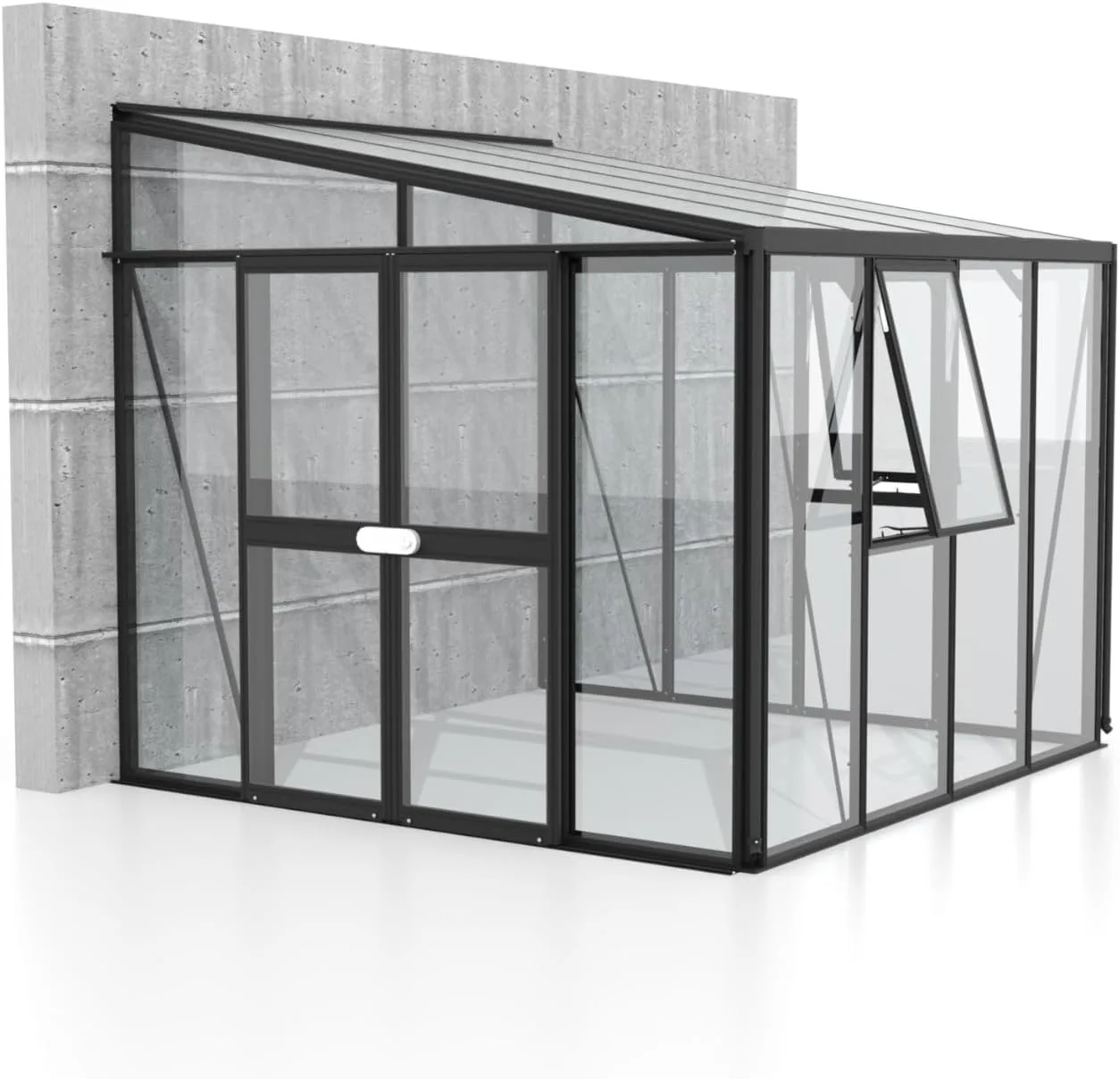 Vitavia Athena 7000 ESG/HKP, schwarz Anlehngewächshaus Gewächshaus 2 Seitenfenster - Bild 1