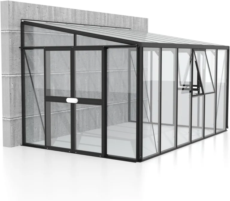 Vitavia Athena 10200 ESG/HKP, anthrazit Anlehngewächshaus Gewächshaus 2 Dachfenster – Bild 1