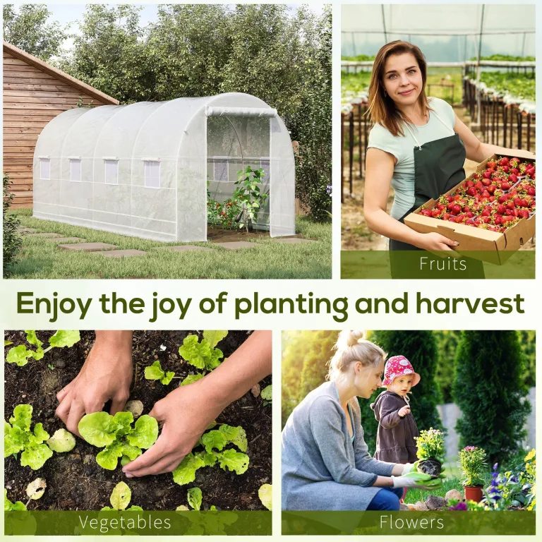 Outsunny Tunnel Gartengewächshaus 5x2x2m, Pflanzengewächshaus mit Stahlrahmen und Polyethylen-Plane – Bild 5