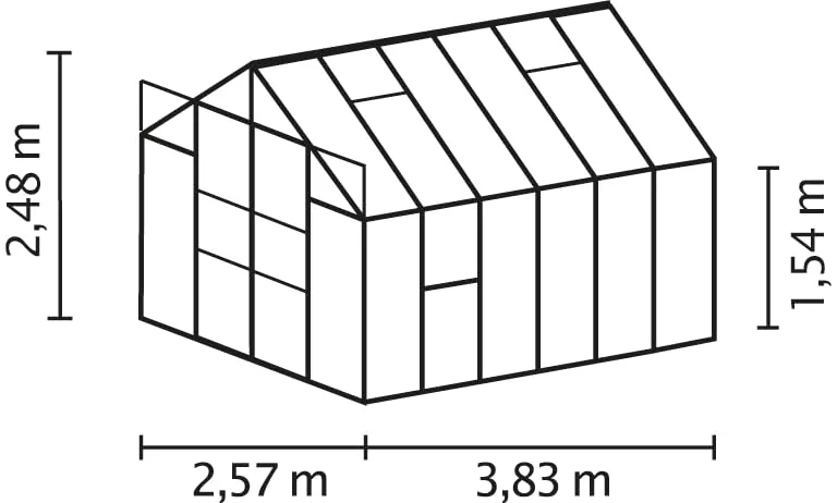 Jupiter 9900 HKP 4mm, schwarz Gewächshaus 4 Dachfenster 1 Seitenfenster Vitavia – Bild 5