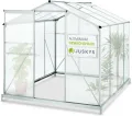 Juskys Aluminium Gewächshaus mit Fundament 4,75 qm - 190 × 253 cm - 1 Dachfenster & Schiebetür - 4 mm Platten - Garten Treibhaus Pflanzenhaus - Thumbnail 1