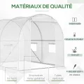 Outsunny Gartengewächshaus Tunnel 6 m² 3L x 2l x 1,9H m Verzinkter Stahl verstärkt Durchmesser 2,4 cm + PE High Density Fenster Tür Weiß - Thumbnail 3