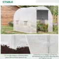 Outsunny Gartengewächshaus Tunnel 6 m² 3L x 2l x 1,9H m Verzinkter Stahl verstärkt Durchmesser 2,4 cm + PE High Density Fenster Tür Weiß - Thumbnail 4