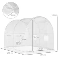Outsunny Gartengewächshaus Tunnel 6 m² 3L x 2l x 1,9H m Verzinkter Stahl verstärkt Durchmesser 2,4 cm + PE High Density Fenster Tür Weiß - Thumbnail 7