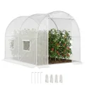 Outsunny Gartengewächshaus Tunnel 6 m² 3L x 2l x 1,9H m Verzinkter Stahl verstärkt Durchmesser 2,4 cm + PE High Density Fenster Tür Weiß - Thumbnail 1
