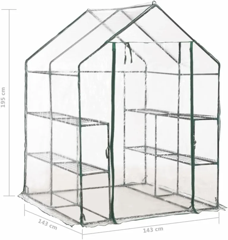 vidaXL Gewächshaus mit 8 Regalen Folien Tomatenhaus Frühbeet Treibhaus Pflanzenhaus Gartenhaus Foliengewächshaus Garten 143x143x195cm – Bild 3