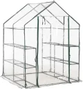 vidaXL Gewächshaus mit 8 Regalen Folien Tomatenhaus Frühbeet Treibhaus Pflanzenhaus Gartenhaus Foliengewächshaus Garten 143x143x195cm - Thumbnail 7