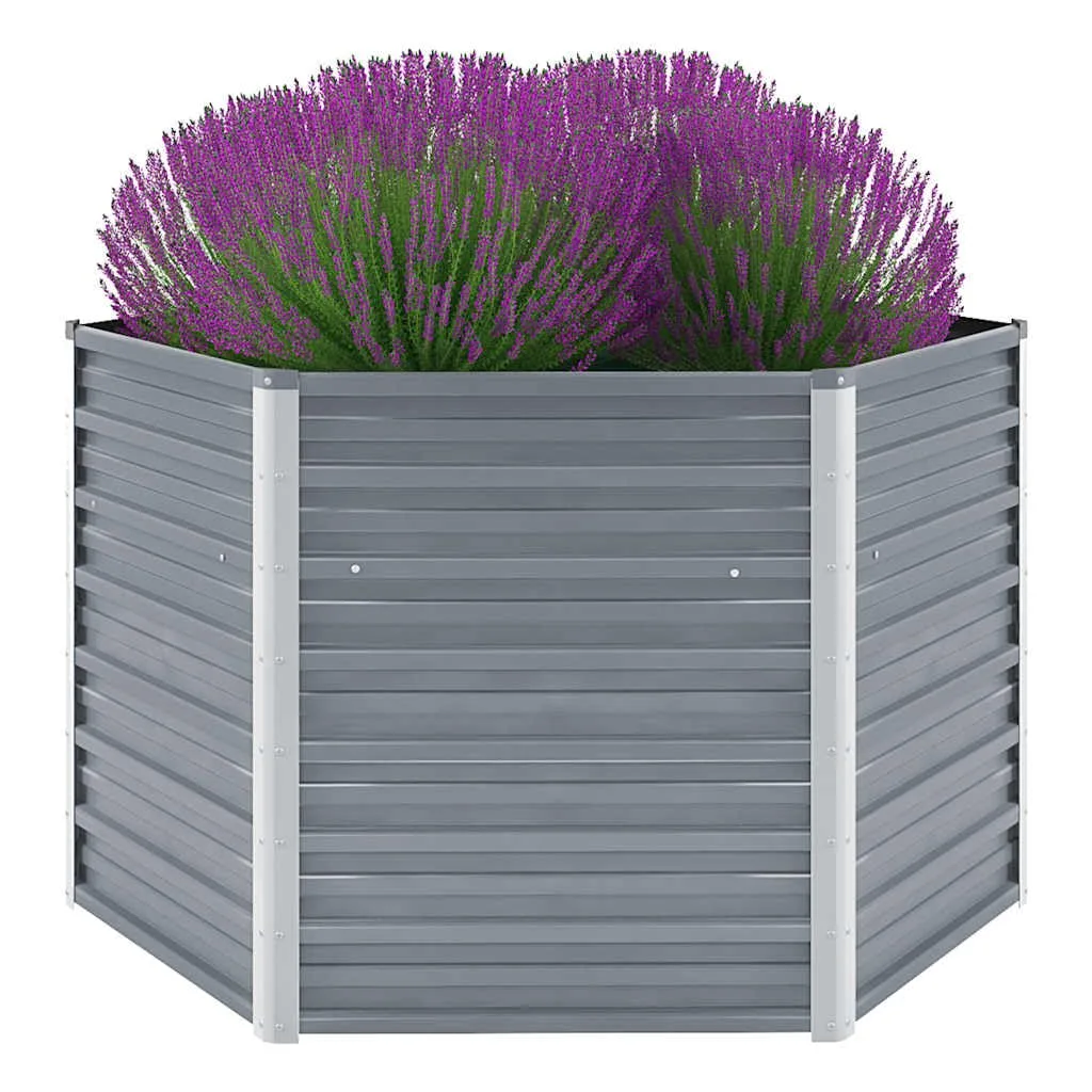 vidaXL, Blumenkübel, Garten, Hochbeet, offener Boden, interne Halterungen, Hof, Heimwerken, Kräuter, Pflanzengefäß, Blumenkasten, verzinkter Stahl, Anzucht, 127 cm, grau - Bild 1