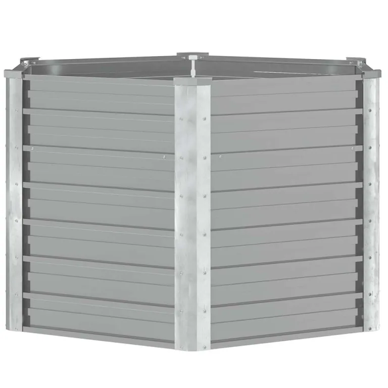 vidaXL, Blumenkübel, Garten, Hochbeet, offener Boden, interne Halterungen, Hof, Heimwerken, Kräuter, Pflanzengefäß, Blumenkasten, verzinkter Stahl, Anzucht, 127 cm, grau – Bild 9
