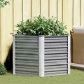 vidaXL, Blumenkübel, Garten, Hochbeet, offener Boden, interne Halterungen, Hof, Heimwerken, Kräuter, Pflanzengefäß, Blumenkasten, verzinkter Stahl, Anzucht, 127 cm, grau - Thumbnail 2