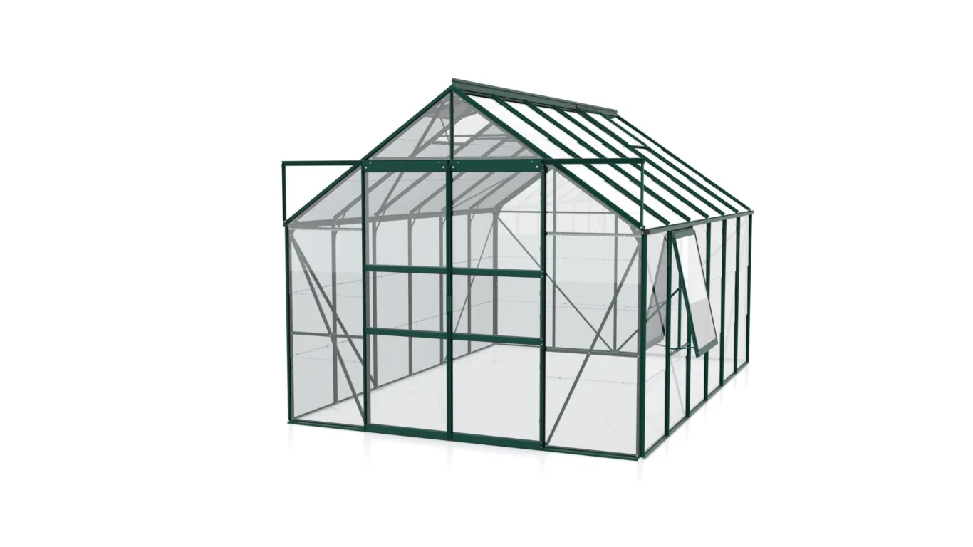 Vitavia Meridian 2 9900 ESG 3 mm, Gewächshaus mit 2 Dachfenstern und 1 Seitenfenster, Emerald Green - Bild 1