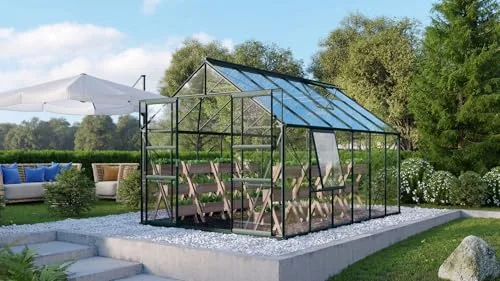 Vitavia Meridian 2 9900 ESG 3 mm, Gewächshaus mit 2 Dachfenstern und 1 Seitenfenster, Emerald Green – Bild 7
