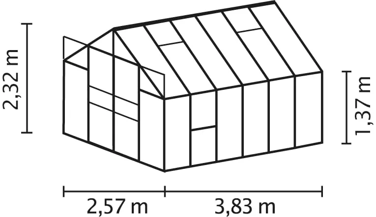 Vitavia Meridian 2 9900 ESG 3 mm, anthrazit Gewächshaus 2 Dachfenster 1 Seitenfenster – Bild 9