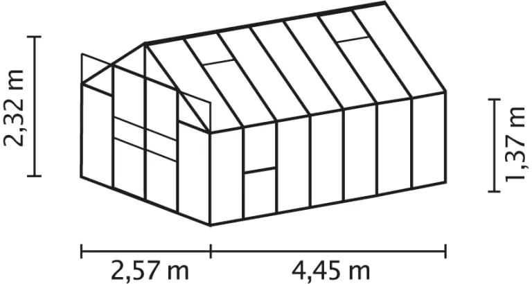 Vitavia Meridian 2 11500 HKP 6 mm, anthrazit Gewächshaus 2 Dachfenster 1 Seitenfenster – Bild 7