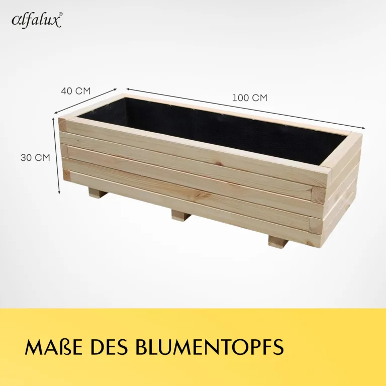 Hochbeet 100 x 40 x 30H cm mit 2X Wasserablauf Blumenkasten aus Holz Pflanzkübel Garten Balkon Terrasse Pflanzkasten AB100KAN4030 – Bild 2