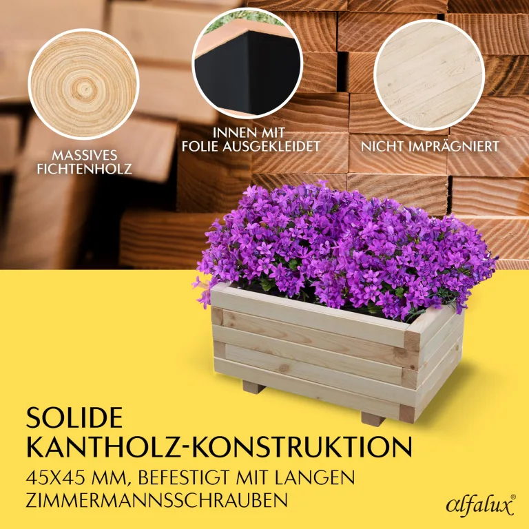 Hochbeet 60 x 40 x 30H cm mit 1x Wasserablauf Blumenkasten aus Holz Pflanzkübel Garten Balkon Terrasse Pflanzkasten AB60KAN4030 – Bild 3