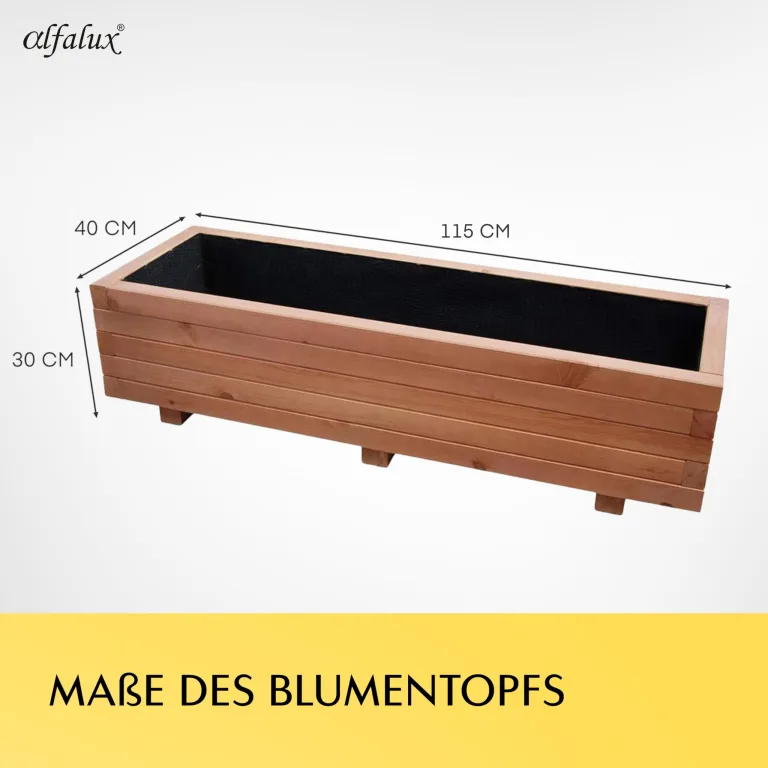 Hochbeet 115 x 40 x 30H cm mit 2X Wasserablauf Blumenkasten aus Holz Pflanzkübel Garten Balkon Terrasse Pflanzkasten Nuss Braun AB115KAN4030NU – Bild 2