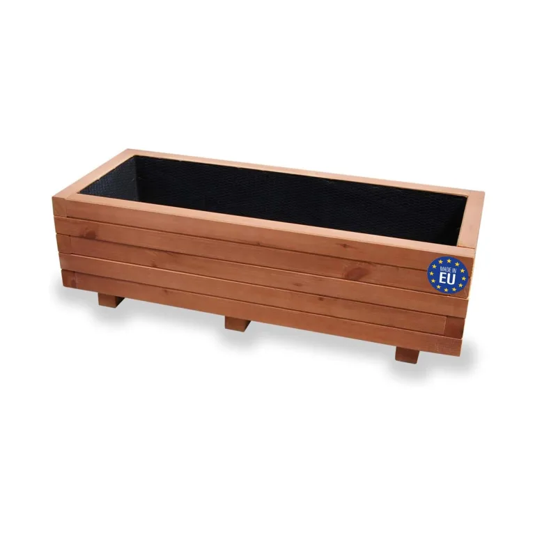 Hochbeet 115 x 40 x 30H cm mit 2X Wasserablauf Blumenkasten aus Holz Pflanzkübel Garten Balkon Terrasse Pflanzkasten Nuss Braun AB115KAN4030NU – Bild 9