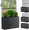 Casaria® Blumenkasten Rankgitter 3 Innentöpfe Polyrattangeflecht Rankhilfe Blumentopf Rattanoptik Pflanzkasten Schwarz - Thumbnail 2