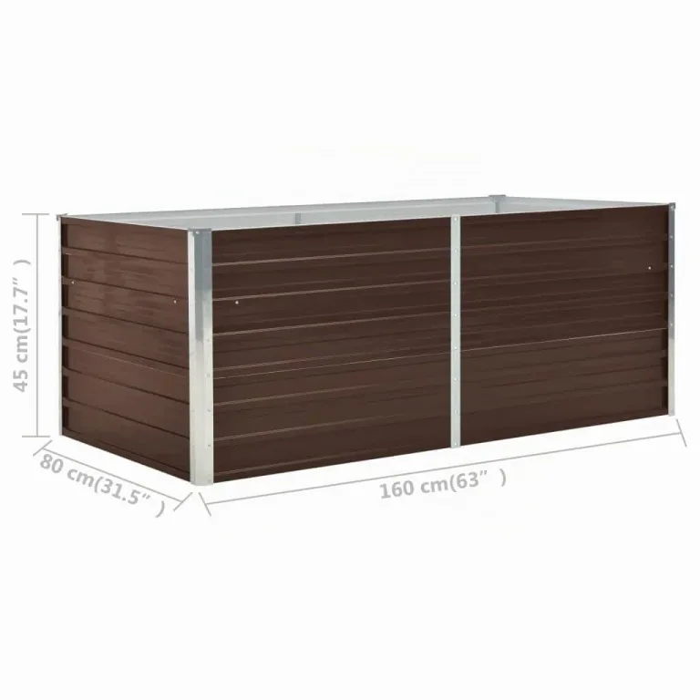 vidaXL Hochbeet Pflanzenbeet Gemüsebeet Pflanzkasten Frühbeet Gartenbeet Pflanzkübel Blumenkasten Blumenbeet 160x80x45cm Verzinkter Stahl Braun – Bild 3