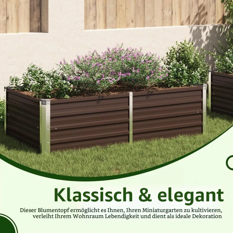 vidaXL Hochbeet Pflanzenbeet Gemüsebeet Pflanzkasten Frühbeet Gartenbeet Pflanzkübel Blumenkasten Blumenbeet 160x80x45cm Verzinkter Stahl Braun – Bild 8