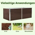 vidaXL Hochbeet Pflanzenbeet Gemüsebeet Pflanzkasten Frühbeet Gartenbeet Pflanzkübel Blumenkasten Blumenbeet 160x80x45cm Verzinkter Stahl Braun - Thumbnail 9