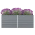 vidaXL Hochbeet Pflanzenbeet Gemüsebeet Pflanzkasten Frühbeet Gartenbeet Pflanzkübel Blumenkasten Blumenbeet 160x80x45cm Verzinkter Stahl Grau - Thumbnail 2