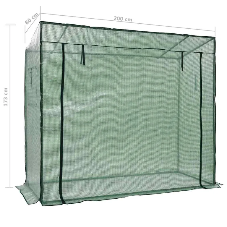 vidaXL Gewächshaus Begehbar Tomatenhaus Frühbeet Treibhaus Gartenhaus Foliengewächshaus Pflanzenhaus Garten 200x80x173cm Stahlrohr – Bild 2