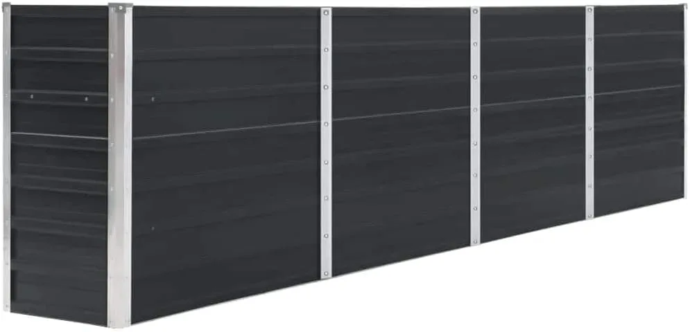 vidaXL Hochbeet Gartenbeet Pflanzbeet Frühbeet Pflanzkübel Pflanzkasten Blumenkübel Gemüsebeet Blumenkasten 320x40x77cm Verzinkter Stahl Anthrazit - Bild 1