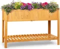 blumfeldt Altiplano Cubic Hochbeet - 150 x 100 x 50 cm (BxHxT), solides Kiefern-Holz, große Anbaufläche, inkl. Gartenvlies, ErgoGrow Concept, integrierte Ablagefläche, einfache Montage, Holz - Thumbnail 1