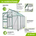 BRAST Gewächshaus Aluminium mit Fundament | 42 Modelle | 130x190x195cm - 490x250x235cm | TÜV geprüft | 6mm Hohlkammerplatten | rostfrei wetterfest temperaturbeständig | 190x190x195cm Grün - Thumbnail 8