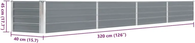 vidaXL Hochbeet Verzinkter Stahl 320×40×45 cm Grau Pflanzkübel Pflanzkasten – Bild 3