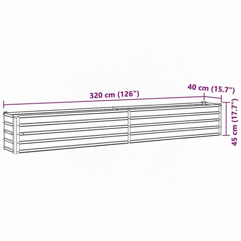 vidaXL Hochbeet, Blumentopf, Pflanzgefäß, Blumentopf, Blumenkasten, Garten, Außenbereich, 320 x 40 x 45 cm, verzinkter Stahl, Anthrazit – Bild 3