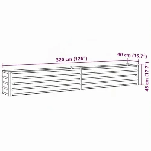 vidaXL Hochbeet, Blumentopf, Pflanzgefäß, Blumentopf, Blumenkasten, Garten, Außenbereich, 320 x 40 x 45 cm, verzinkter Stahl, Anthrazit – Bild 9