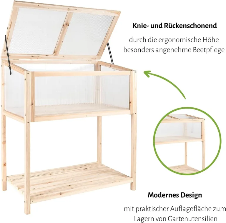 empasa Hochbeet 'Raise Deluxe' aus Holz Blumenkasten Pflanzkübel Frühbeet Kräuterbeet mit Abdeckung für Garten, Balkon und Terrasse – Bild 5