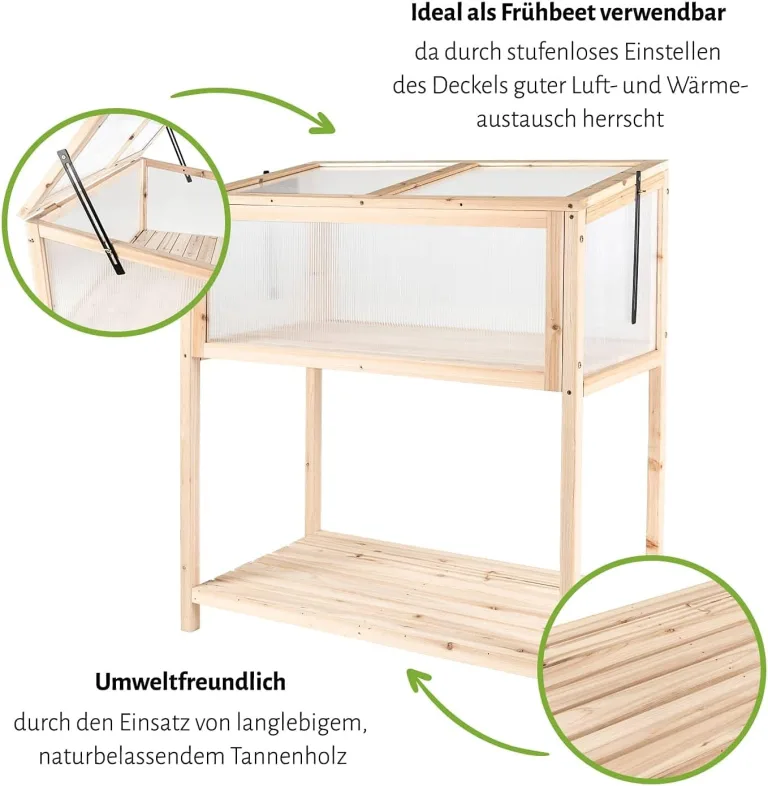 empasa Hochbeet 'Raise Deluxe' aus Holz Blumenkasten Pflanzkübel Frühbeet Kräuterbeet mit Abdeckung für Garten, Balkon und Terrasse – Bild 6
