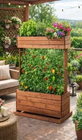 Hochbeet mit Rankseilen Cube 2 - Gemüsebeet Kräuterbeet - Beet für Terrasse Balkon & Garten - Thumbnail 2