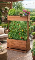 Hochbeet mit Rankseilen Cube 2 - Gemüsebeet Kräuterbeet - Beet für Terrasse Balkon & Garten - Thumbnail 6