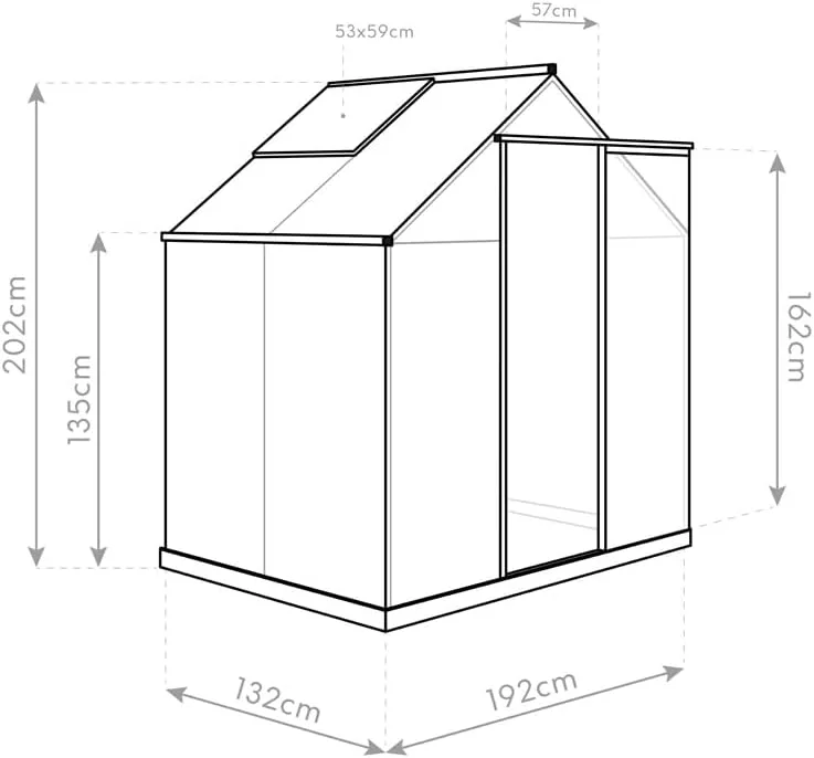 Westmann Gewächshaus Flora 64 Aluminium | 132x190x201 cm | Silber | Pflanzhaus & Treibhaus zum ganzjährigen Anbau von Gemüse & Obst – Bild 8