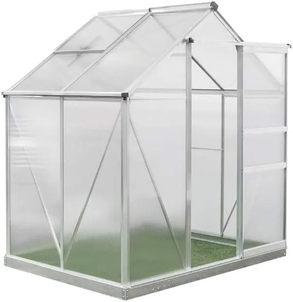 Westmann Gewächshaus Flora 64 Aluminium | 132x190x201 cm | Silber | Pflanzhaus & Treibhaus zum ganzjährigen Anbau von Gemüse & Obst – Bild 1