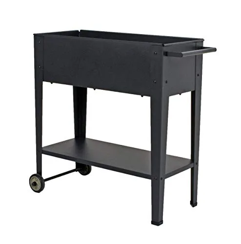Metall Hochbeet fahrbar 75x35x80 cm - Mobiler Pflanzkasten mit Ablage und Rollen - Fahrbares Garten Pflanzbeet Gemüse Beet Kräuterbeet – Bild 5