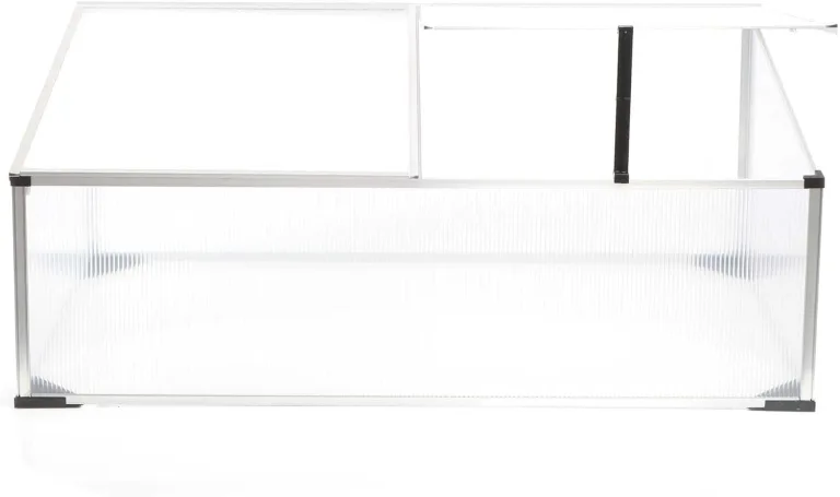 Wiltec Frühbeet Gewächshaus aus Aluminium, 100 x 60 x 40 cm, Gemüsebeet mit arretierbarem Dach und 2 Flügeln, witterungsbeständig, UV-Schutz – Bild 5