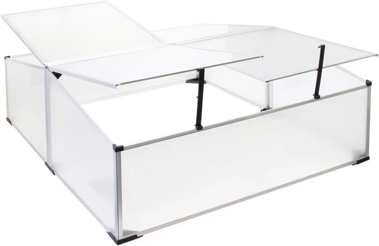 Wiltec Frühbeet Gewächshaus aus Aluminium, 100 x 60 x 40 cm, Gemüsebeet mit arretierbarem Dach und 2 Flügeln, witterungsbeständig, UV-Schutz – Bild 9