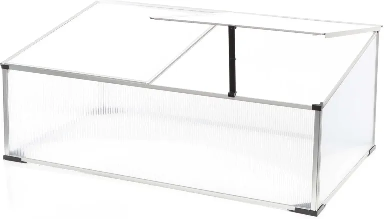 Wiltec Frühbeet Gewächshaus aus Aluminium, 100 x 60 x 40 cm, Gemüsebeet mit arretierbarem Dach und 2 Flügeln, witterungsbeständig, UV-Schutz – Bild 2