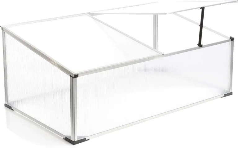 Wiltec Frühbeet Gewächshaus aus Aluminium, 100 x 60 x 40 cm, Gemüsebeet mit arretierbarem Dach und 2 Flügeln, witterungsbeständig, UV-Schutz – Bild 3