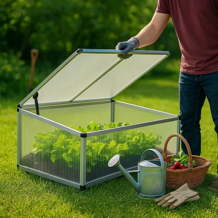 Wiltec Doppel Frühbeet Gewächshaus aus Aluminium, 100 x 120 x 40 cm, Gemüsebeet mit arretierbarem Dach und 4 Flügeln, witterungsbeständig, UV-Schutz – Bild 7