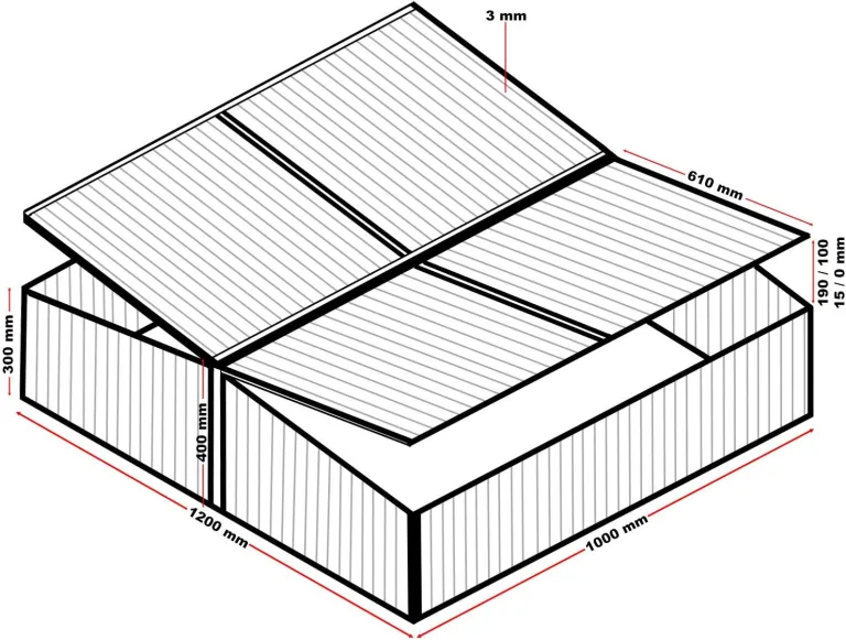 Wiltec Doppel Frühbeet Gewächshaus aus Aluminium, 100 x 120 x 40 cm, Gemüsebeet mit arretierbarem Dach und 4 Flügeln, witterungsbeständig, UV-Schutz – Bild 3
