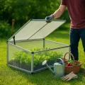 Wiltec Doppel Frühbeet Gewächshaus aus Aluminium, 100 x 120 x 40 cm, Gemüsebeet mit arretierbarem Dach und 4 Flügeln, witterungsbeständig, UV-Schutz - Thumbnail 7