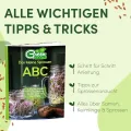[Das Original Sprossenglas 3er Set + KRESSESIEB | 1000ml mit hochwertigem Edelstahl-Gitterdeckel, Ständer, Keramikschale + Sprossen-ABC [Druckversion] Keimglas Anzuchtschale Kresseschale - Thumbnail 3