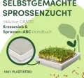 [Das Original Sprossenglas 2er Set + KRESSESIEB + 3 x Saatgut-Set mit hochwertigem Edelstahl-Gitterdeckel, Ständer, Keramikschale + Sprossen-ABC [Druckversion] Keimglas Anzuchtset - Thumbnail 2